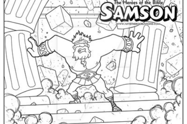 bible lesson preschooler samson coloring page